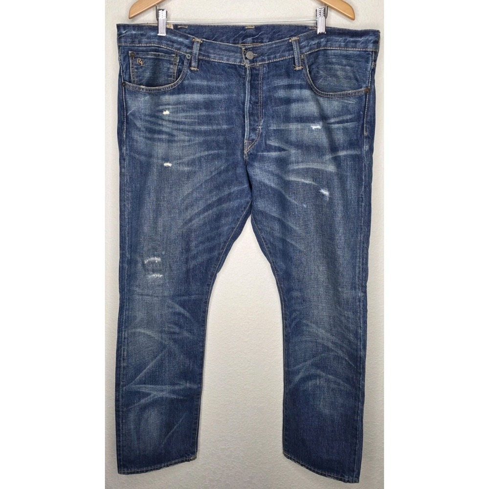 Polo Ralph Lauren Dungarees Straight Selvedge Jeans Men 38x30 RL Distressed